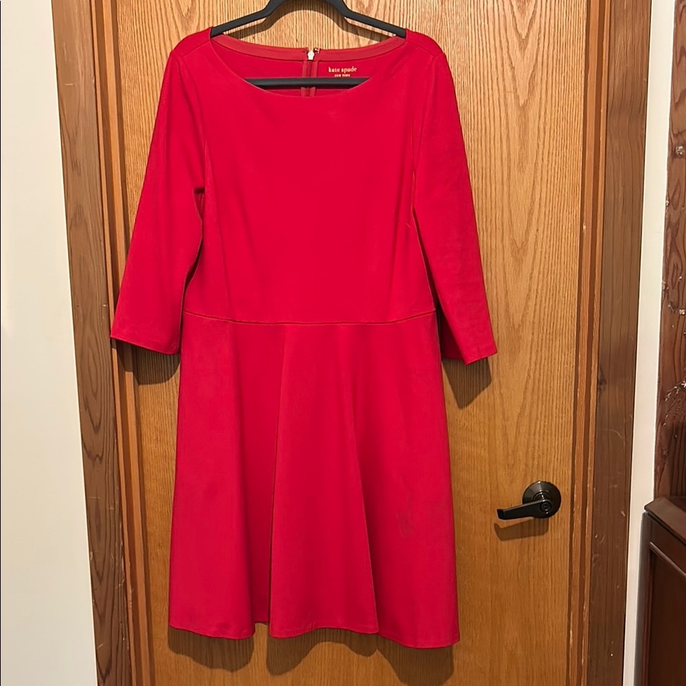 Kate Spade Red A-Line Dress with Bateau Neckline
